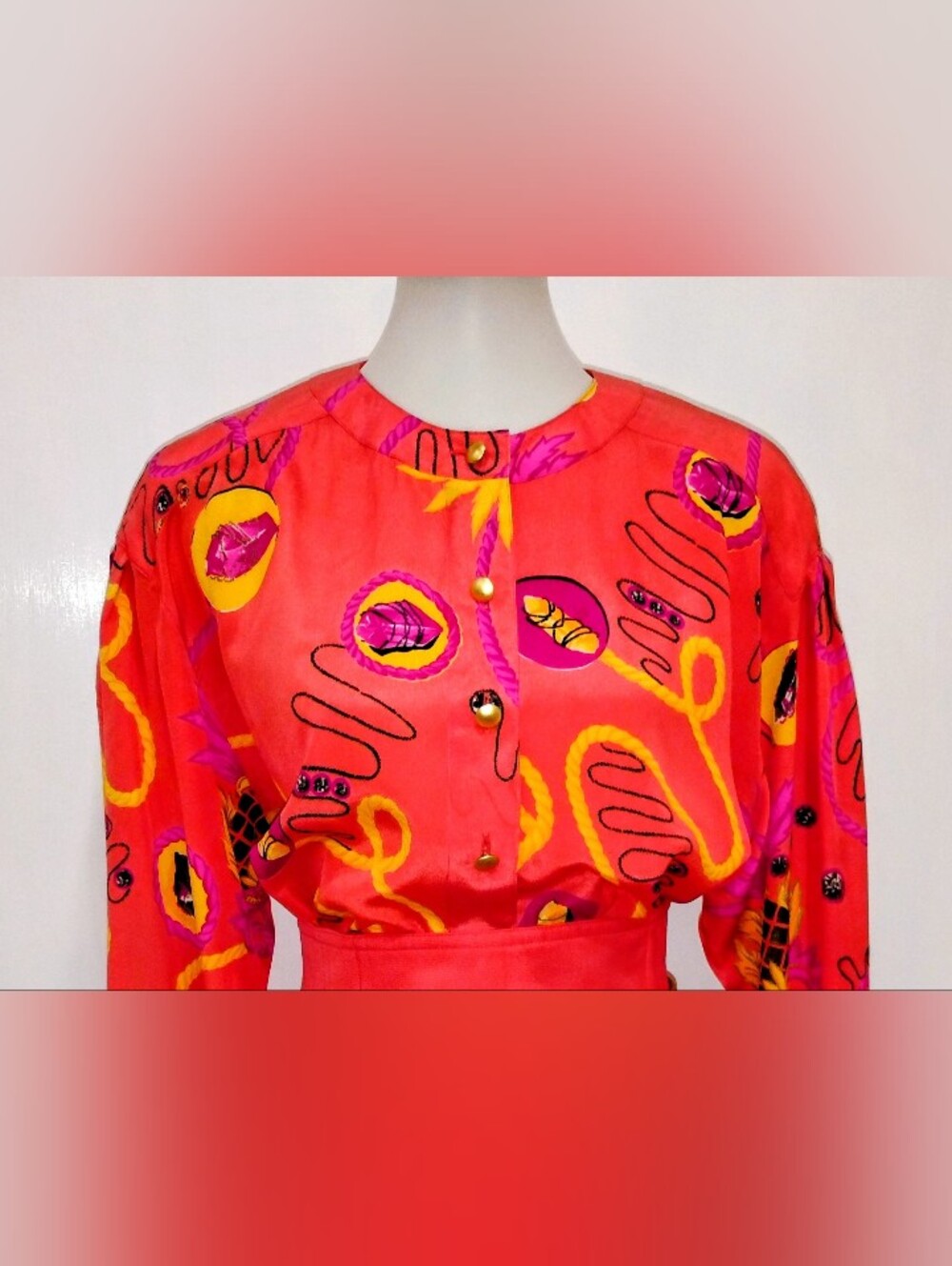 VINTAGE ESCADA WRAPPED CRYSTALS SILK BLOUSE
